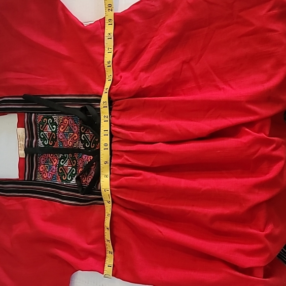 TRADITIONAL EMBROIDERY EMBELLISHED PEASANT BOHO CEREMONIAL Dress SIZE L - Picture 8 of 9